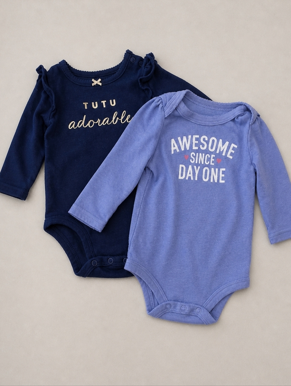 Circo & Carter's Baby Girl Blue Long Sleeve Graphic Bodysuit Bundle Size 6M